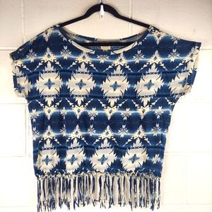 Ralph Lauren Denim & Supply LARGE Aztec Fringe Shirt Top Tribal Boho Southwest